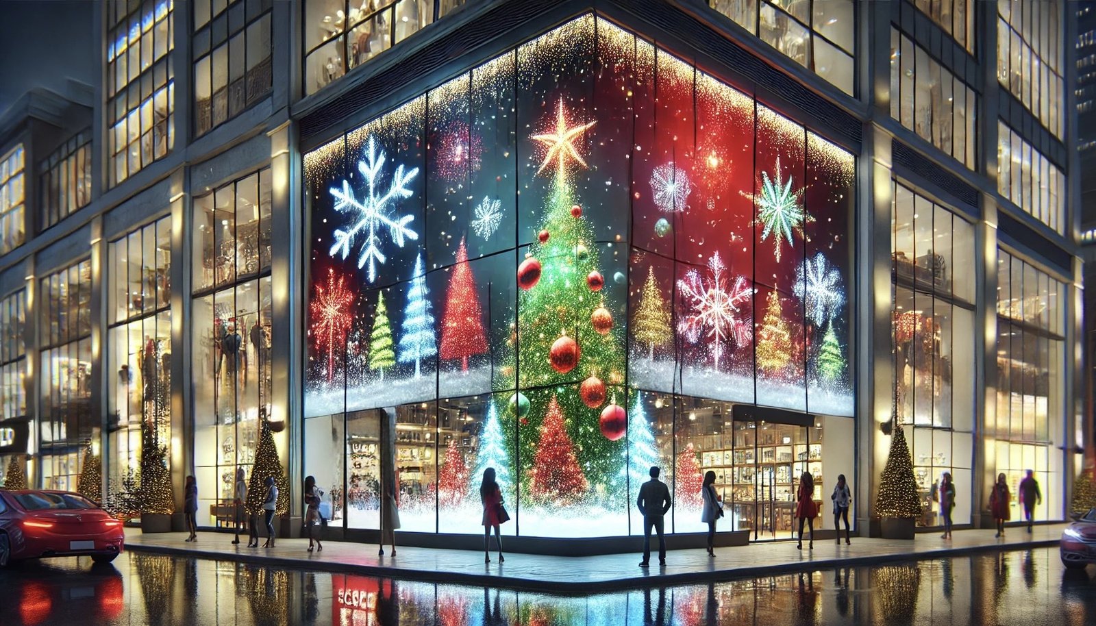 Multi-story commercial building glass curtain wall transparent LED display