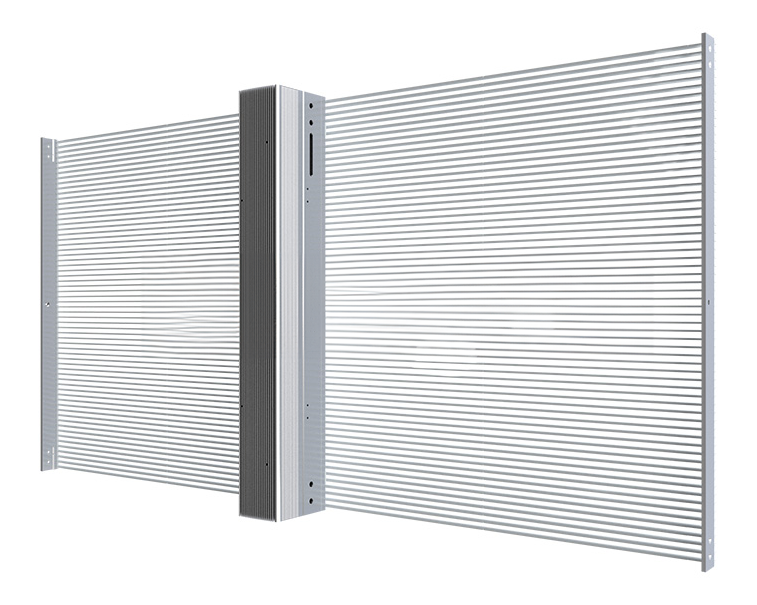 Angled view of a transparent LED cabinet module