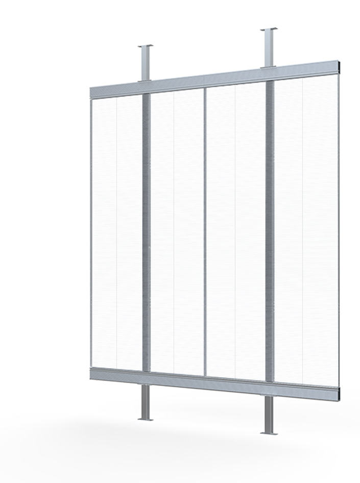 Support frame for a transparent LED cabinet