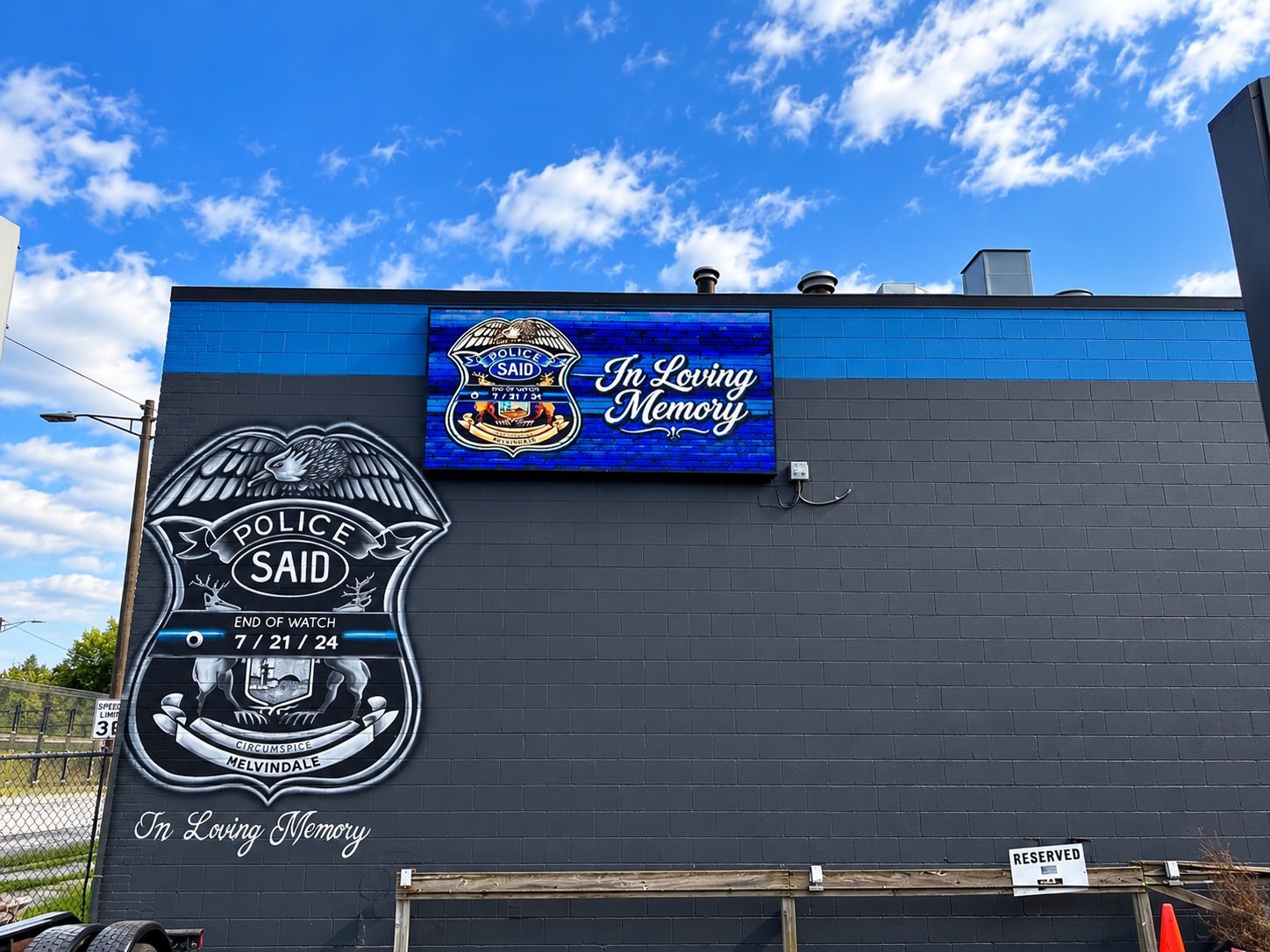 Completed wall-mounted outdoor LED display in Melvindale, Michigan