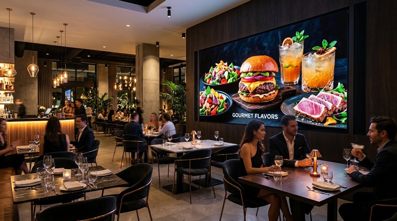 Indoor LED video wall in a commercial space