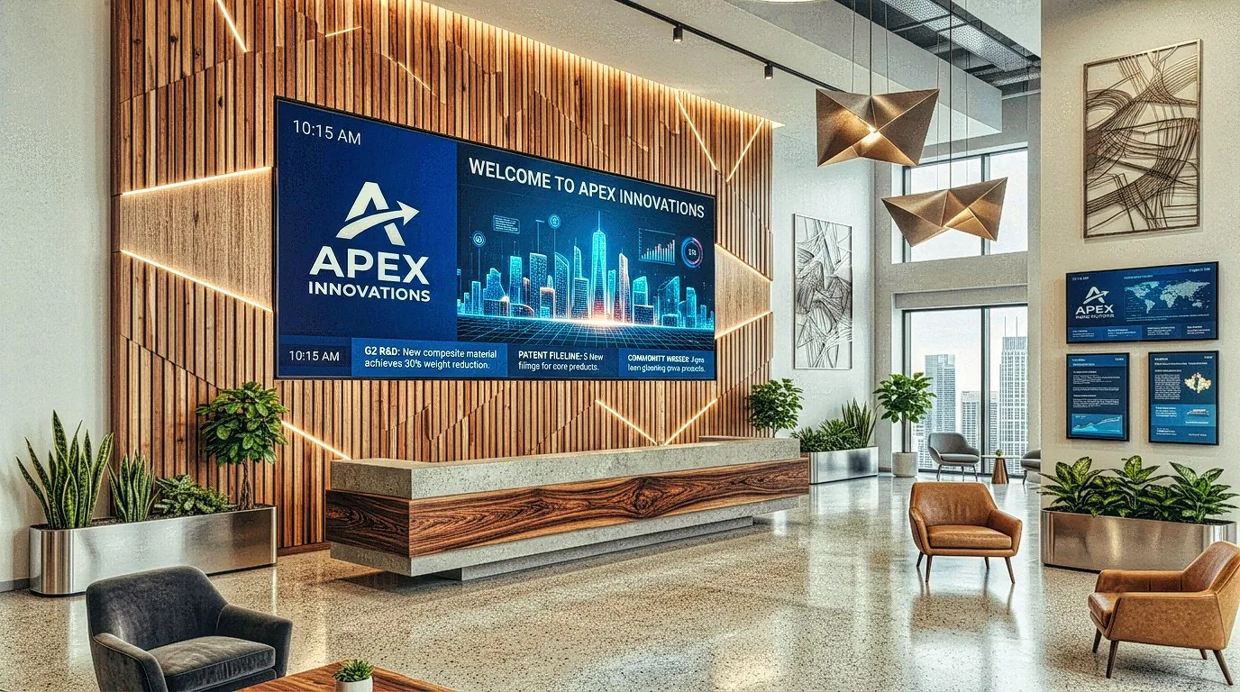 Indoor LED video wall concept for a corporate boardroom