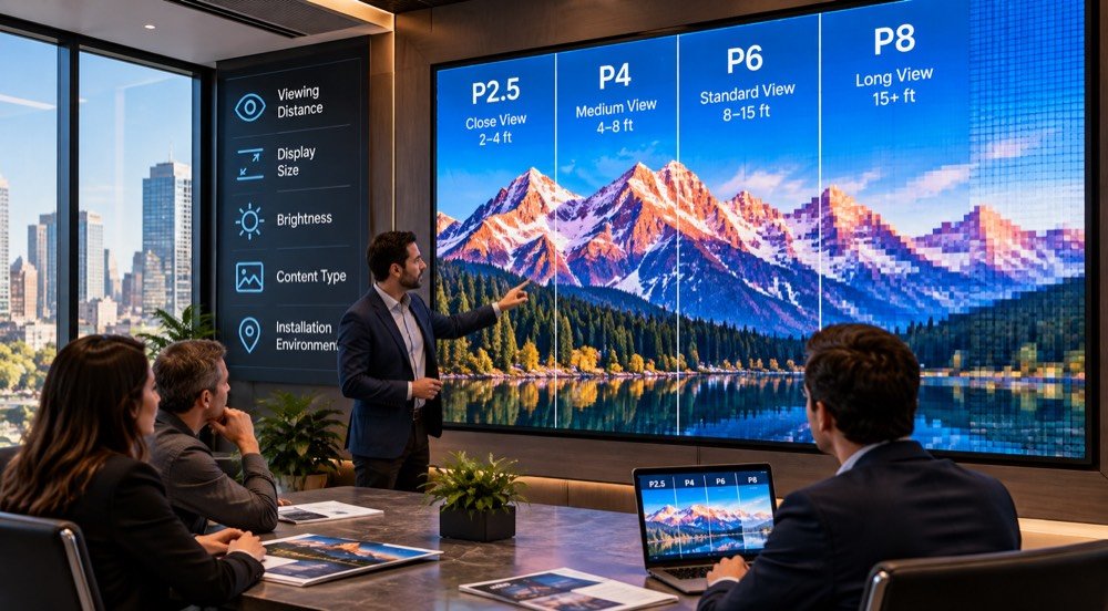 LED pixel pitch comparison for different viewing distances
