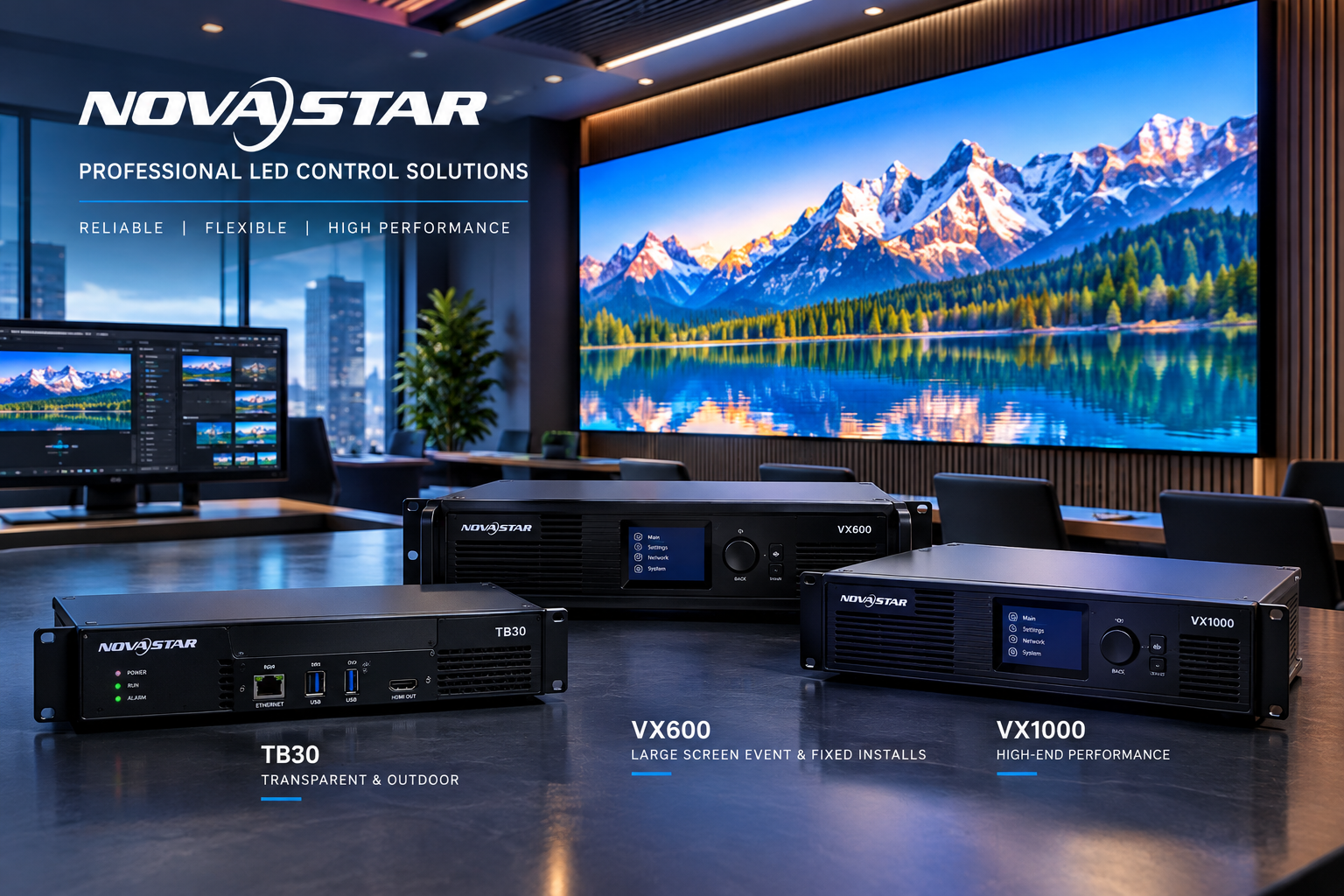 NovaStar LED video processors with a professional indoor LED video wall